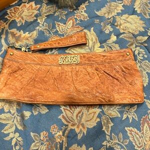 Betsey Johnson dark coral large wristlet